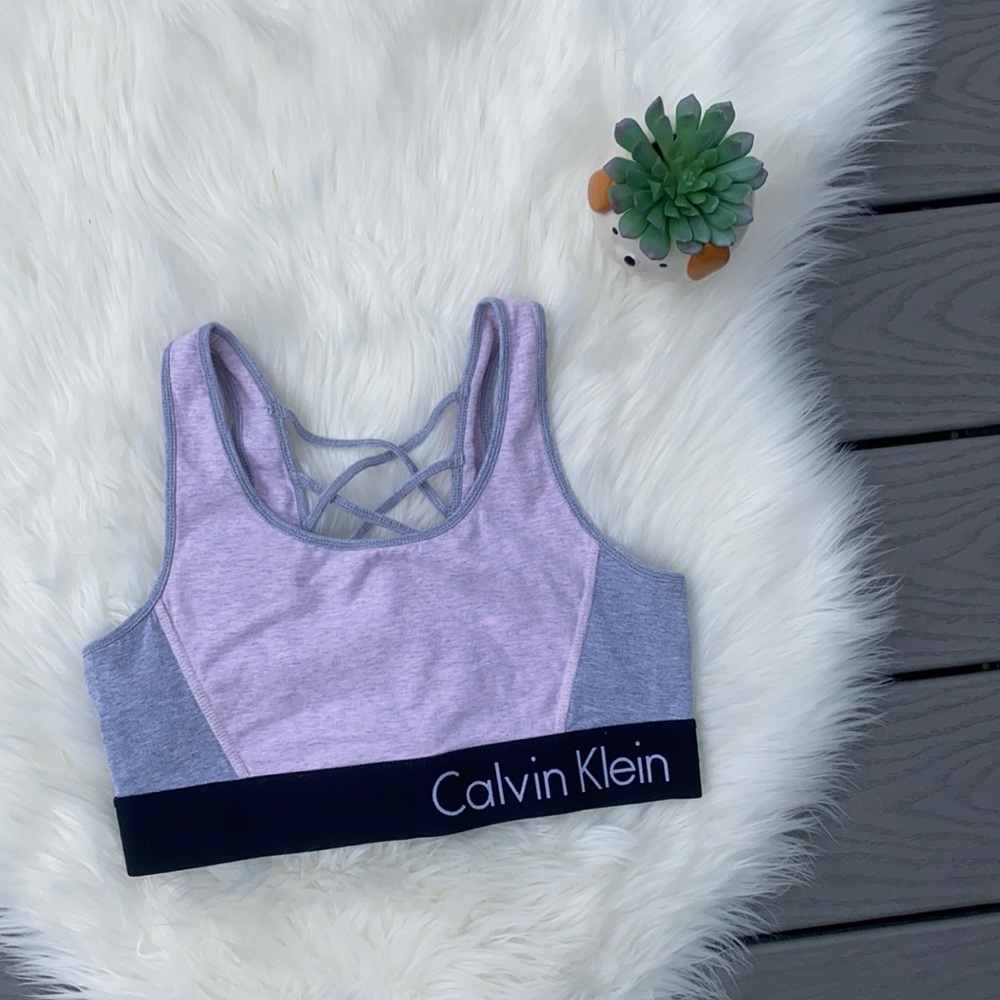 Calvin Klein two tone criss cross sports bra